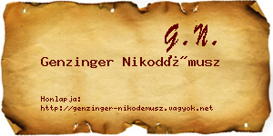 Genzinger Nikodémusz névjegykártya